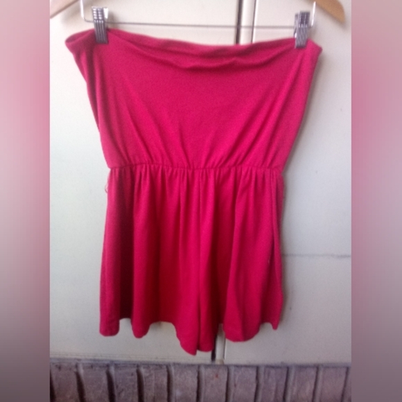 Rio Euro Summer Strapless Blouson Tube Romper Perfect Red Strapless XS - Picture 7 of 15